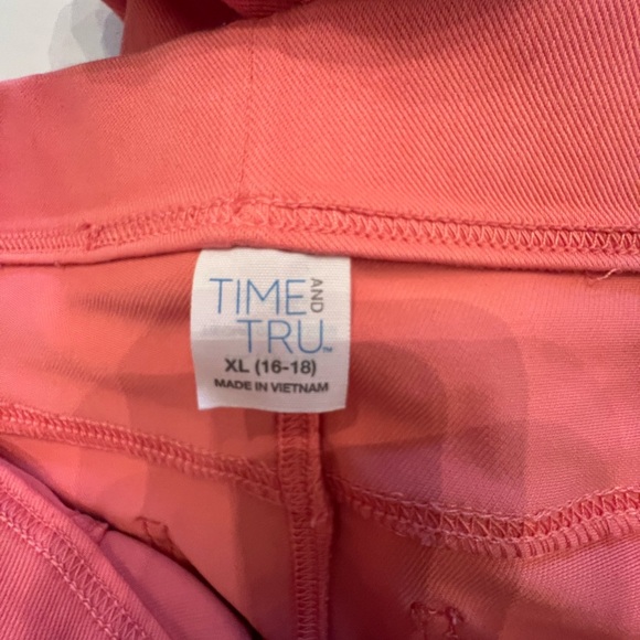 TIME AND TRU PULL ON SALMON COLORED SIZE XL (16-18) PANTS SOFT JEAN-LIKE FABRIC - Picture 12 of 14